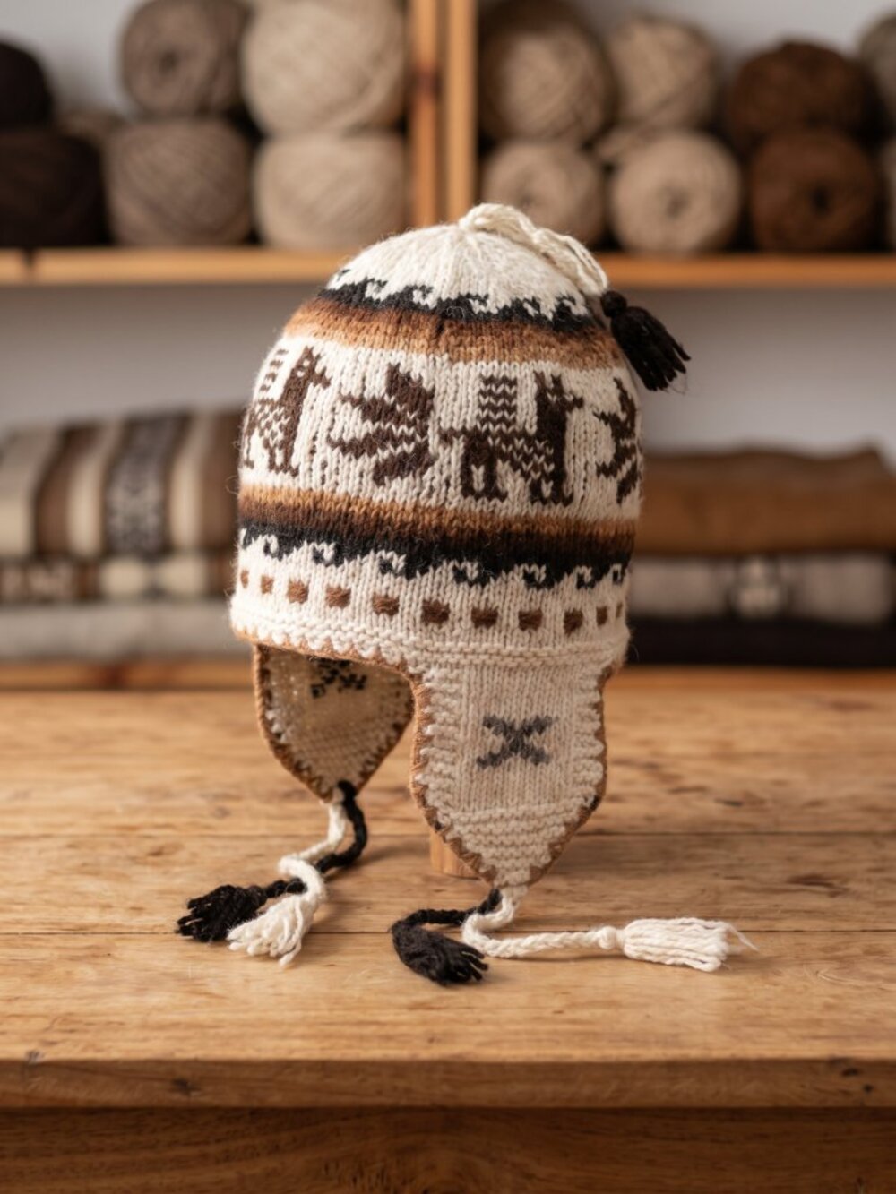 Chullo Beanie Cap Andean Reversible Alpaca Wool Cusco